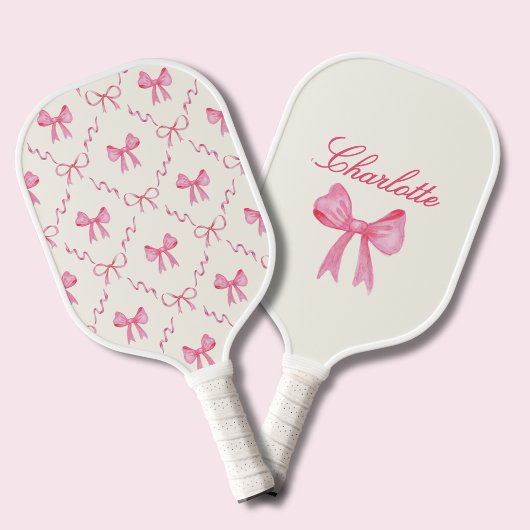 Custom Name Pink Coquette Bow Pickleball Schläger