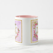 Custom Name Pink Floral Watercolor Tasse (Zentrum)