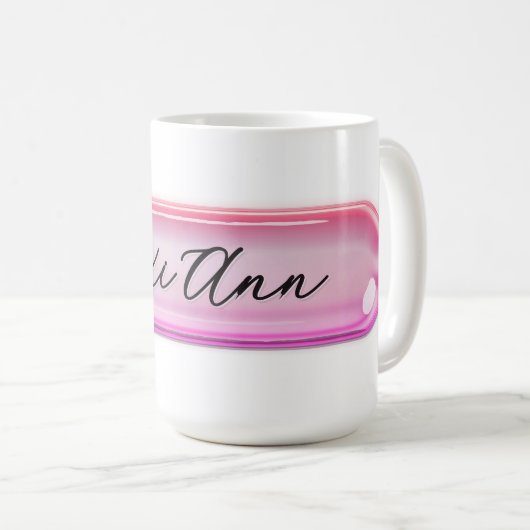 Custom Name Pink Glass Effect | Personalized Kaffeetasse (VorderseiteRechts)