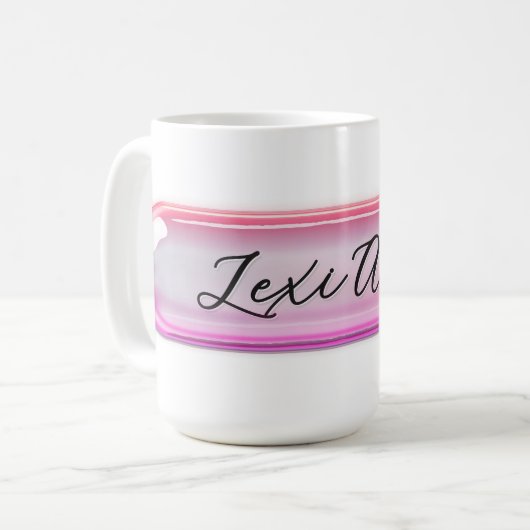 Custom Name Pink Glass Effect | Personalized Kaffeetasse (Vorderseite Links)