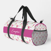 Custom Name Pink Purple Watercolor Wildflower  Duffle Bag (Rechte Ecke)