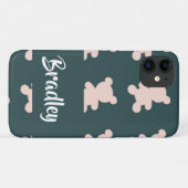 Custom name pink teddy bear silhouette Case-Mate iPhone hülle (Rückseite (Horizontal))