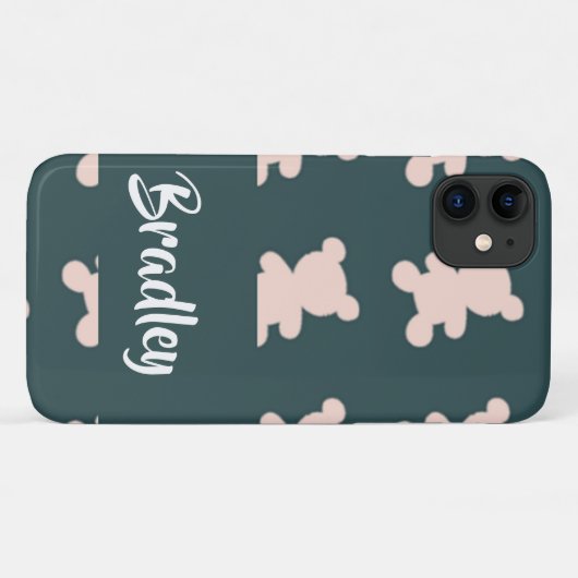 Custom name pink teddy bear silhouette Case-Mate iPhone hülle (Rückseite (Horizontal))