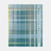 Custom Name Plaid Check Blue Teal Modern Stylish  Fleecedecke (Vorderseite)