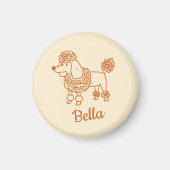 Custom Name Poodle Ornament – Handdrawn Dog Gift Magnet (Vorne)