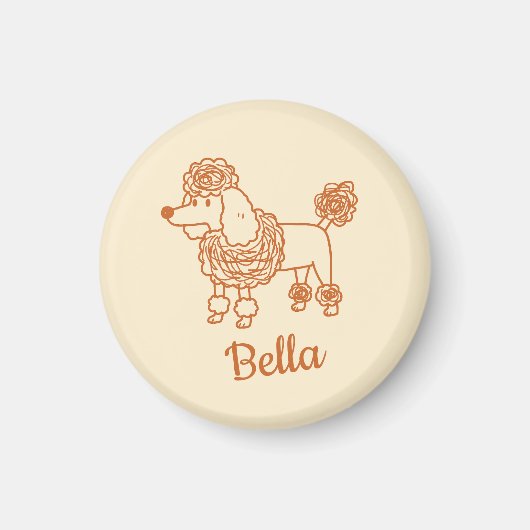 Custom Name Poodle Ornament – Handdrawn Dog Gift Magnet (Vorne)