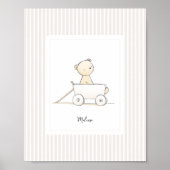 Custom Name Poster - Cute Bear in Pull Wagon (Vorne)