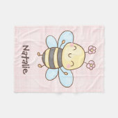Custom name pretty litlle bee flying happily pink fleecedecke (Vorderseite (Horizontal))