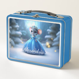 Custom Name Princess mouse with tiara Metall Brotdose