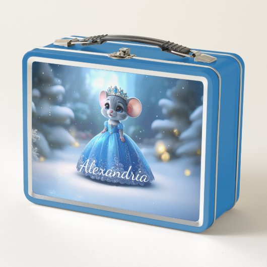 Custom Name Princess mouse with tiara Metall Brotdose (Vorderseite)