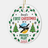 Custom Name Private Pilot First Christmas Keramik Ornament (Links)