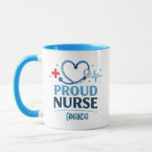Custom Name Proud Nurse Coffee Mug Gift Tasse (Links)