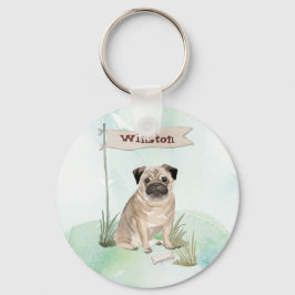 Custom Name Pug Pet Dog Schlüsselanhänger
