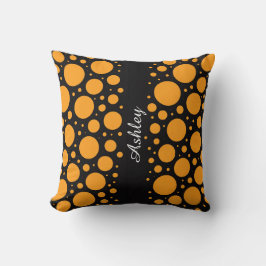 Custom Name Pumpkin Circles Throw Pillow Gift Kissen