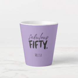 Custom Name - Purple Fabulous Fifty Latte Mug Milchtasse