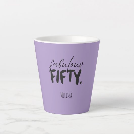 Custom Name - Purple Fabulous Fifty Latte Mug Milchtasse (Vorderseite)