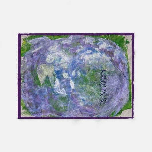 Custom Name Purple Green Abstract Painted Fleecedecke (Vorderseite (Horizontal))