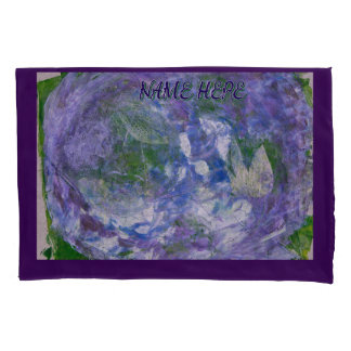 Custom Name Purple Green Abstract Painted Kissenbezug