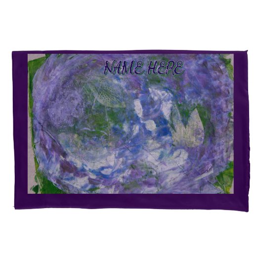 Custom Name Purple Green Abstract Painted Kissenbezug (Vorderseite)