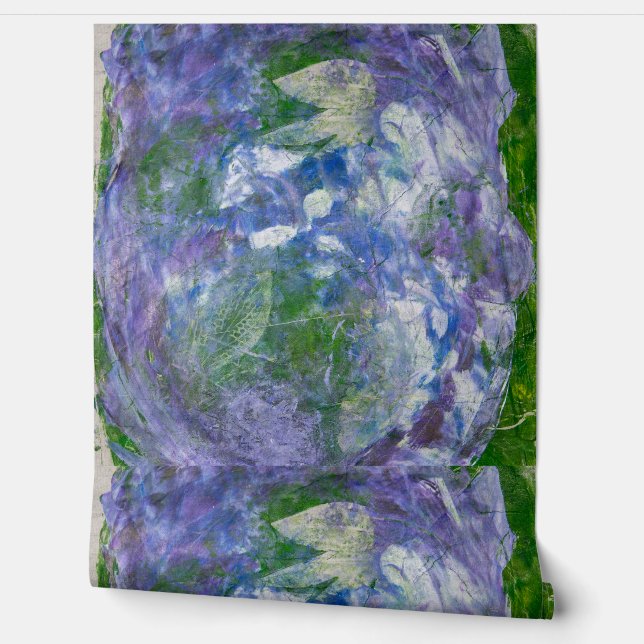 Custom Name Purple Green Abstract Painted Tapete (Abrollen)
