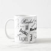 Custom Name Rachel Black White Coffee Mug Kaffeetasse (Links)