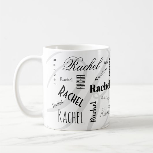 Custom Name Rachel Black White Coffee Mug Kaffeetasse (Links)