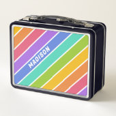 Custom Name Rainbow Colors Metall Brotdose (Rückseite)
