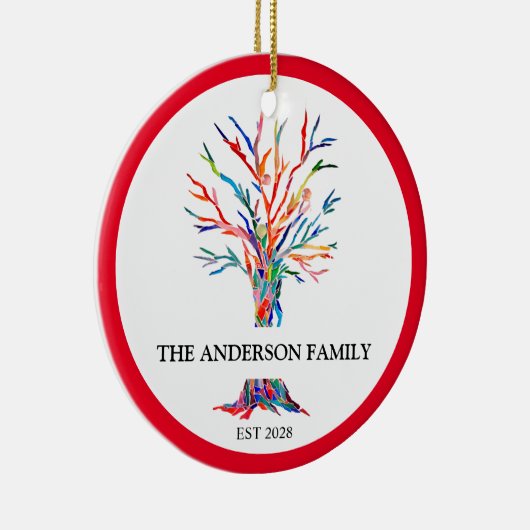Custom Name Rainbow Family Tree Ceramic Ornament (Rechts)