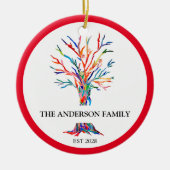 Custom Name Rainbow Family Tree Ceramic Ornament (Vorne)