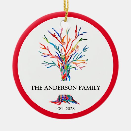 Custom Name Rainbow Family Tree Ceramic Ornament (Vorne)