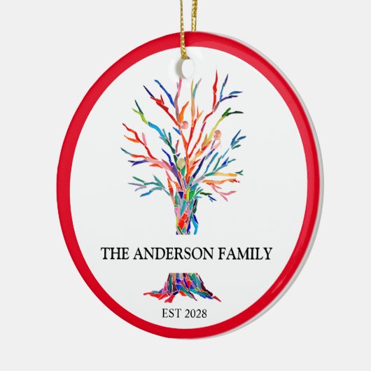 Custom Name Rainbow Family Tree Ceramic Ornament (Links)