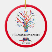 Custom Name Rainbow Family Tree Ceramic Ornament (Hinten)