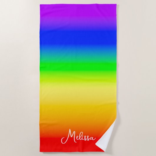 Custom Name Rainbow Pride Colorful Strandtuch (Vorderseite)