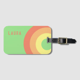 Custom name Rainbow Target – green, Peach  Gepäckanhänger