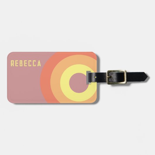 Custom name Rainbow Target – pink, Peach  Gepäckanhänger (Vorderseite horizontal)