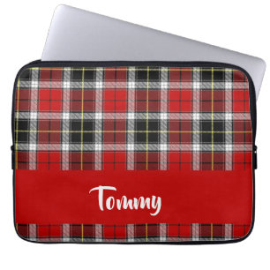 Custom name red pläd pattern laptopschutzhülle