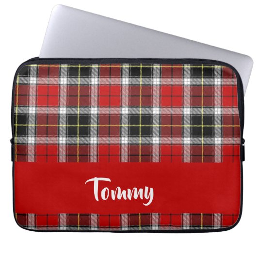 Custom name red pläd pattern laptopschutzhülle (Vorderseite)