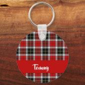 Custom name red pläd pattern schlüsselanhänger (Vorderseite)