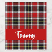 Custom name red pläd pattern weinetikett (Einzelnes Label)