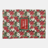 Custom Name Red Towel Traditional Holiday Accent Geschirrtuch (Horizontal)