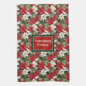 Custom Name Red Towel Traditional Holiday Accent Geschirrtuch (Vertikal)