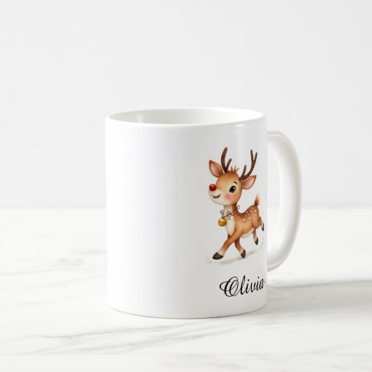 Custom Name Reindeer Coffee Mug - Personalized Kaffeetasse (VorderseiteRechts)