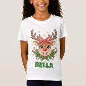 Custom Name Reindeer Kids Christmas Tee (Vorderseite)