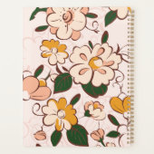 Custom Name Retro Floral Cream Peach Yellow Planer (Rückseite)