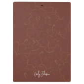 Custom Name Retro Floral Meadow Cream Peach Yellow Klemmbrett (Rückseite)