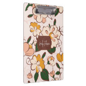 Custom Name Retro Floral Meadow Cream Peach Yellow Klemmbrett (Rechts)
