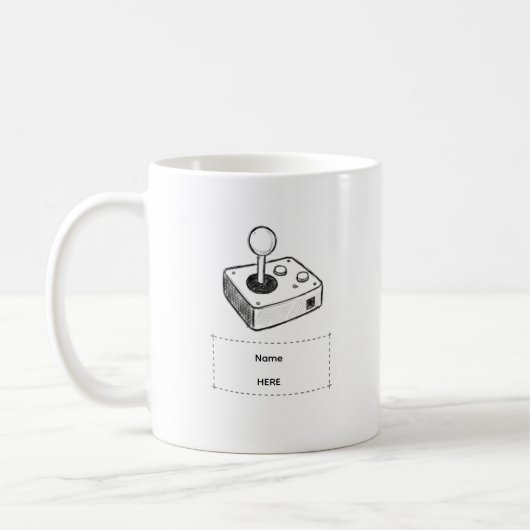Custom Name Retro Joystick Gamer Sketch Kaffeetasse (Links)