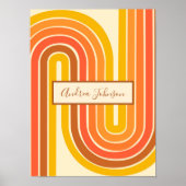 Custom Name Retro Rainbow Stripes Wall Art Poster (Vorne)