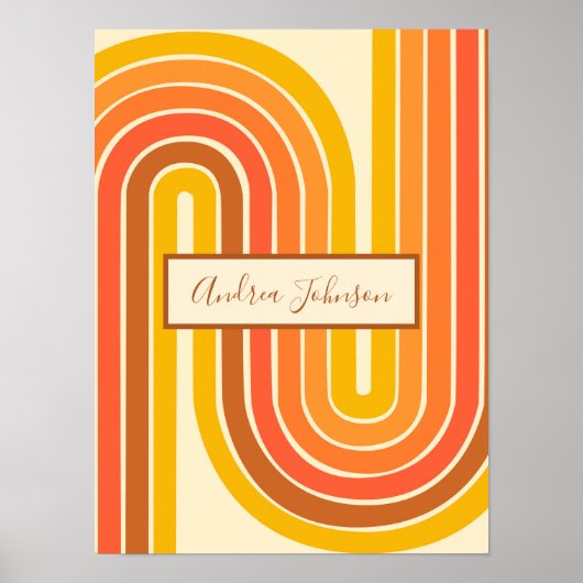 Custom Name Retro Rainbow Stripes Wall Art Poster (Vorne)