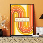 Custom Name Retro Rainbow Stripes Wall Art Poster